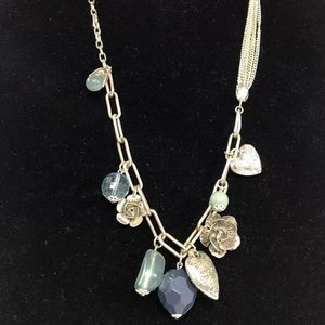 Silver tone charm necklace chunky trendy